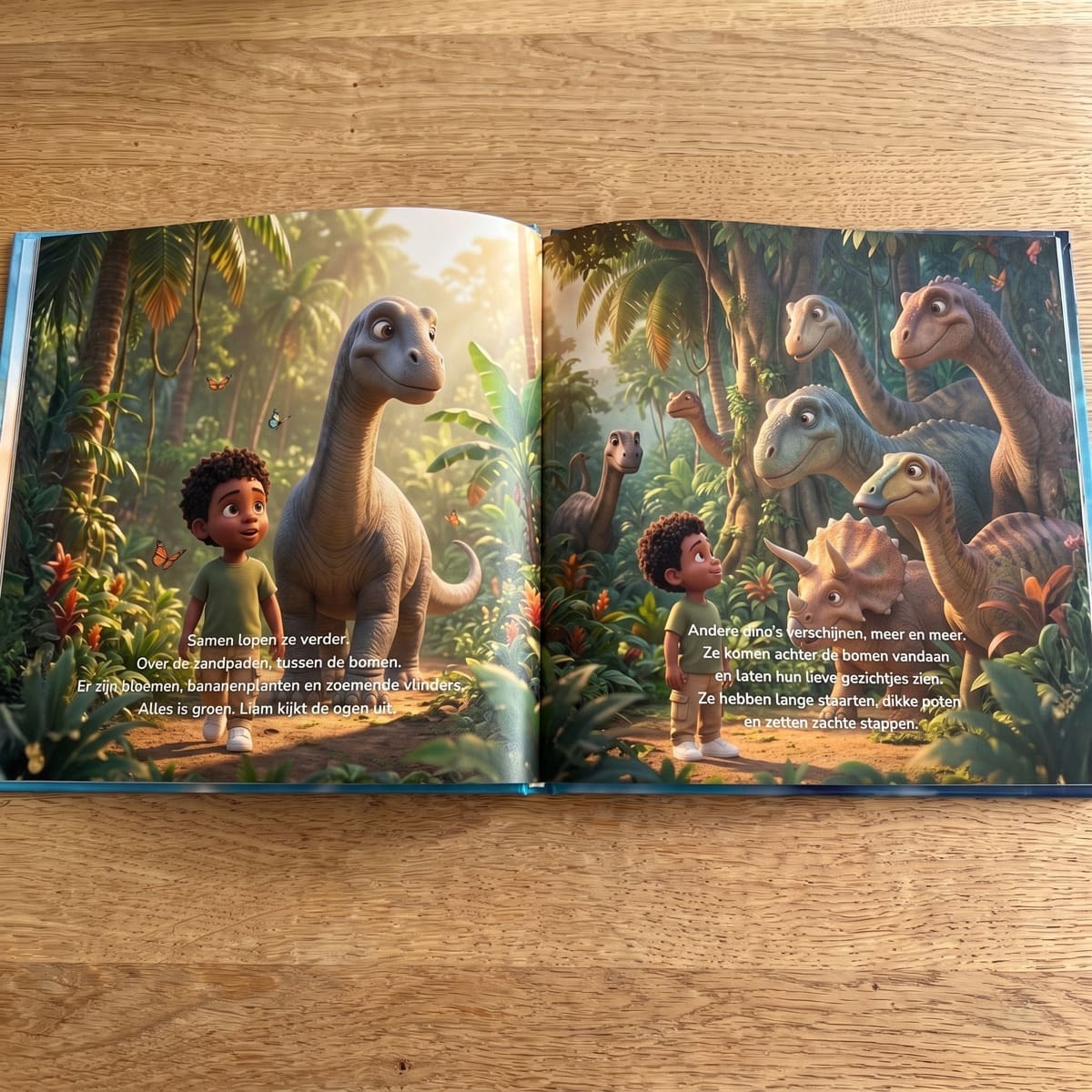 Het gedrukte boek opengeslagen op een spread