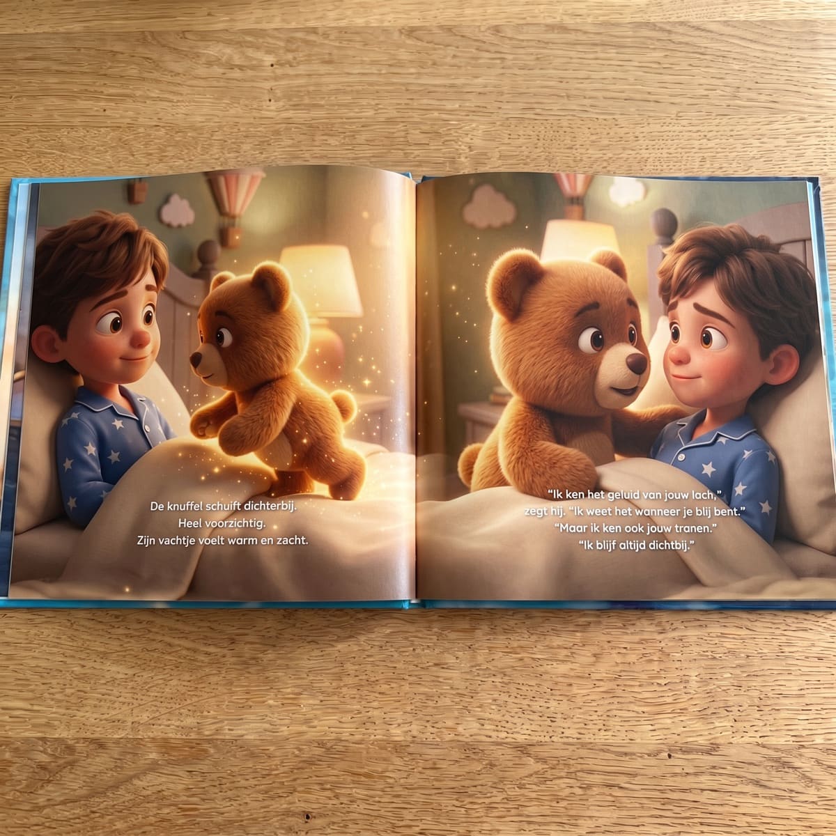 Het gedrukte boek opengeslagen op een spread