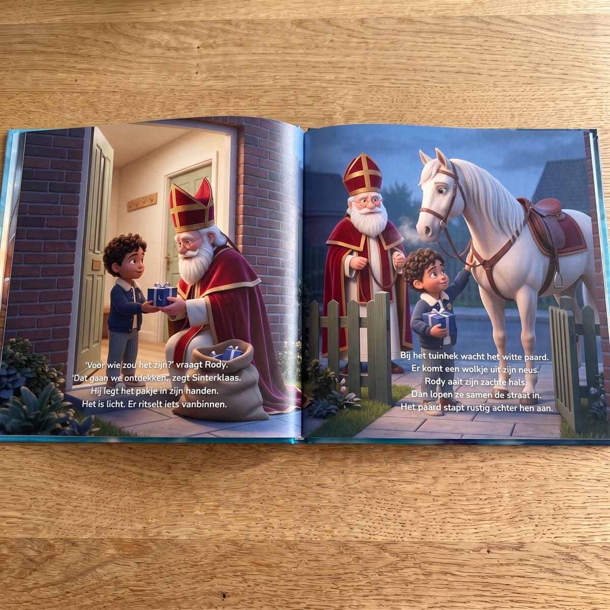 Het gedrukte boek opengeslagen op een spread