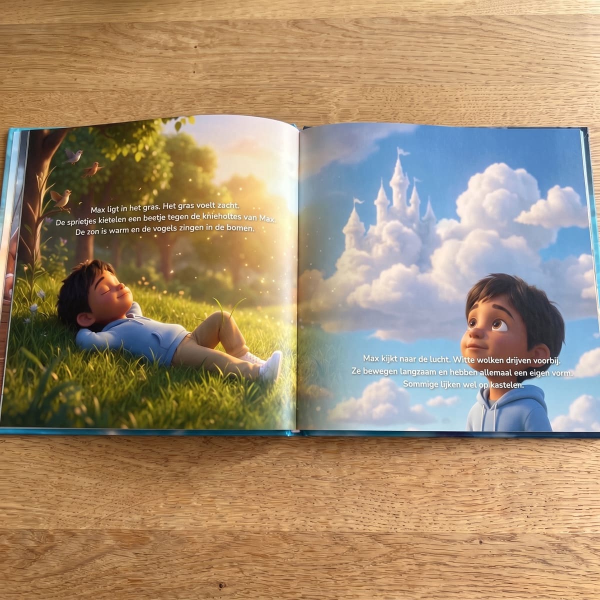 Het gedrukte boek opengeslagen op een spread